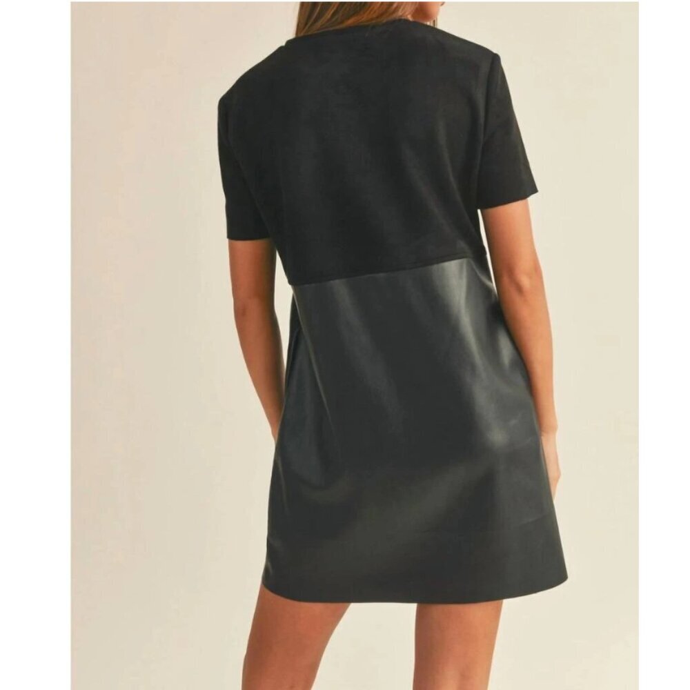 2/$30 Miou Muse Faux Suede Leather Mini Shift Dress S NWT